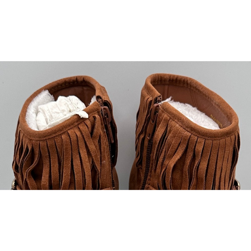 A.X.N.Y. American Exchange Brown Suede Fringe Ankle Boots - Picture 10 of 11